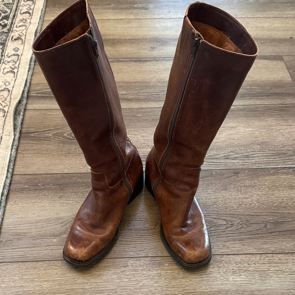 Brown Leather Heeled Boots